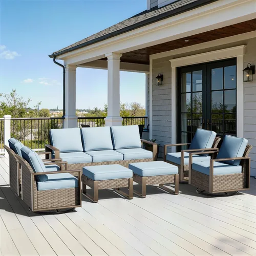 Vista 87 de Sofá de Mimbre Metálico para Patio de 75", Sofá Sillón de Ratán para Exteriores de 3 Asientos para Todo Tipo de Clima con Cojines Premium