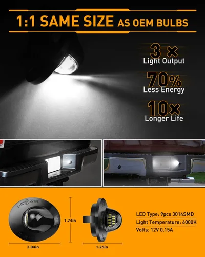 Vista 3 de LESAUCE Luces LED para Placa de Matrícula para Ford F150 F250 F350 Super Duty Ranger Pickup Explorer Bronco Excursion Expedition, Luz