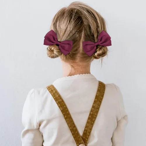 Vista 3 de DEEKA Juego de accesorios para el cabello de uniforme burdeos, 15 piezas, lazos para el pelo, pinzas para el cabello, diadema, lazos para el cabello