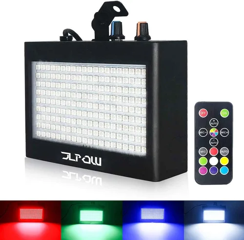 Luz estroboscópica de Halloween, luces estroboscópicas LED RGB ultra brillantes para JLPOW (carcasa de metal), activada por sonido y control remoto,
