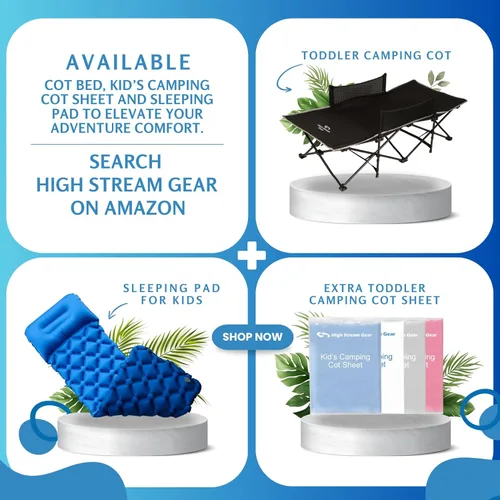 Vista 6 de Kids Sleeping Pad for Camping and Sleepovers with Pillow, Inflatable Camping Mattress for Backpacking & Travel, Thick Toddler Cot Mat, Fast