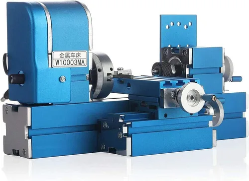 Vista 2 de Mini máquina de torno de metal, herramienta motorizada para trabajar el metal, tornos de madera de sobremesa con portabrocas de 3 mandíbulas