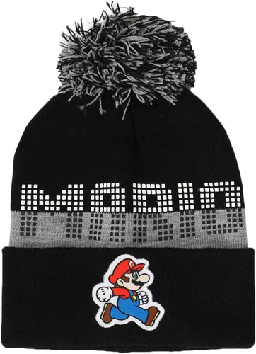 Vista 2 de Super Mario Bros Mario Youth Beanie & Glove Set para niños, multicolor