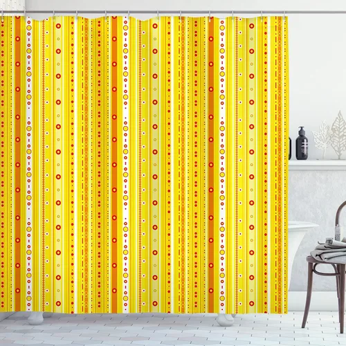 Vista 56 de Ambesonne Cortina de ducha abstracta, acuarela horizontal ovalada en forma de hojas, tonos pastel suaves, obras de arte clásicas, juego