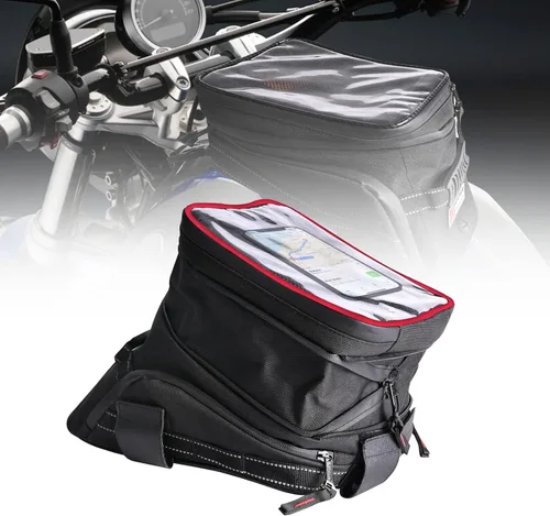 Vista 10 de Bolsa para tanque de motocicleta Sresk con correa, bolsa de almacenamiento compatible con Honda Yamaha Suzuki Kawasaki Harley, resistente al agua