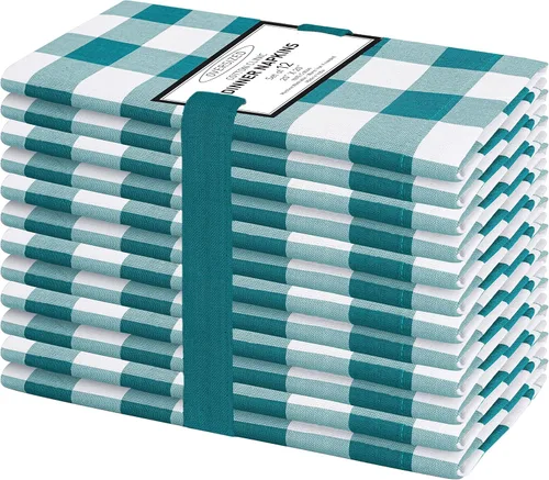 Vista 16 de Servilletas de tela Cotton Clinic 100% algodón grandes de 20 x 20 pulgadas, juego de 4, a cuadros de gingam - Servilletas de mesa suaves, duraderas