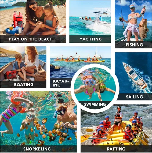 Vista 9 de Kit de primeros auxilios impermeable de 250 piezas, bolsa seca reflectante con tapa enrollable para barco, bolsas de emergencia, kit médico