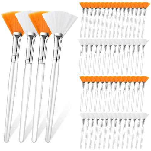 Supkiir 60 piezas de cepillo facial de abanico multiuso, cepillo de máscara delgada, suave, aplicador de máscara facial, herramientas cosméticas