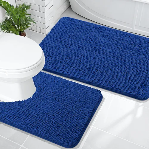 Vista 24 de OLANLY Juego de 2 alfombras de baño de felpilla suave y absorbente, antideslizantes, de secado rápido, lavables a máquina, accesorios de decoración