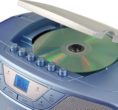 Vista 3 de JENSEN CD-590-BL CD-590 1-Watt portátil estéreo CD y reproductor de cassette con radio AM/FM y Bluetooth (azul)