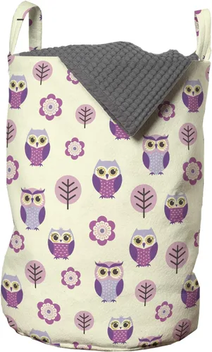 Vista 25 de Lunarable Bolsa de lavandería de tren, patrón de dibujos animados de locomotora dibujada digital con rieles de ferrocarril, cesta con asas, cierre