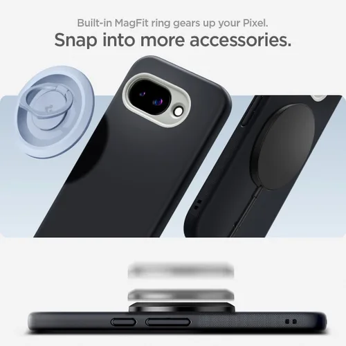 Vista 4 de Spigen para Pixel 9a, Funda Nano Pop MagFit (2025) [Compatible con accesorios MagSafe] - Negro y sésamo (2025)