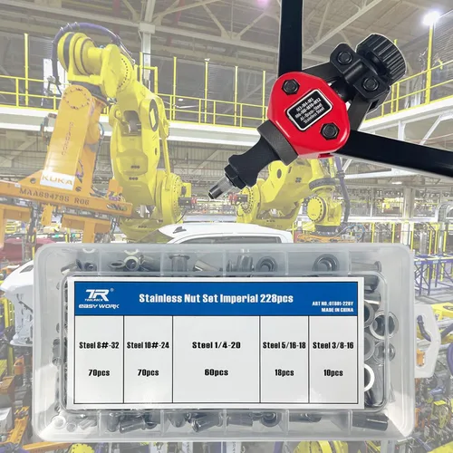 Vista 4 de Kit de 228 tuercas remachadoras de acero inoxidable, SAE UNC Surtido de tuercas remachadoras 8#-32, 10#-24, 1/4"-20, 5/16"-18, 3/8"-16, 3/8"-16
