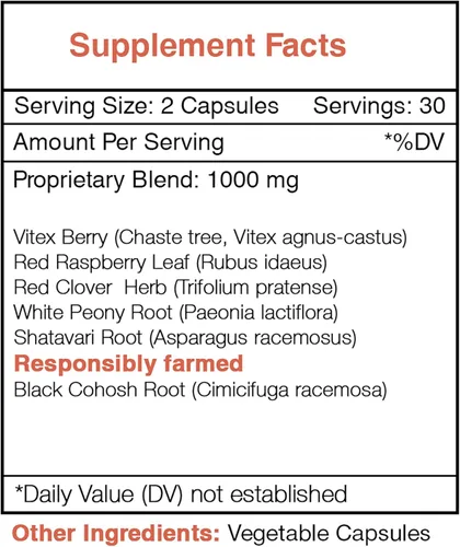 Vista 3 de Secrets of the Tribe - Preconcebir, prepararse para el embarazo, mezcla de suplementos herbales (60 cápsulas)