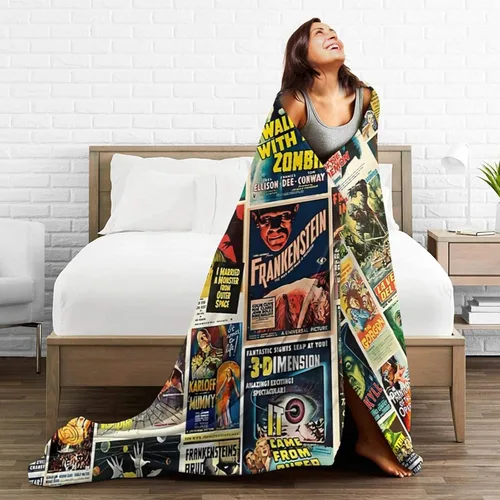 Vista 6 de Classic Horror Movie Blanket Soft Cozy Fleece Throw Blanket Plush Lightweight Warm Fuzzy Flannel Blankets and Throws for Couch Sofa Bed 50"X40