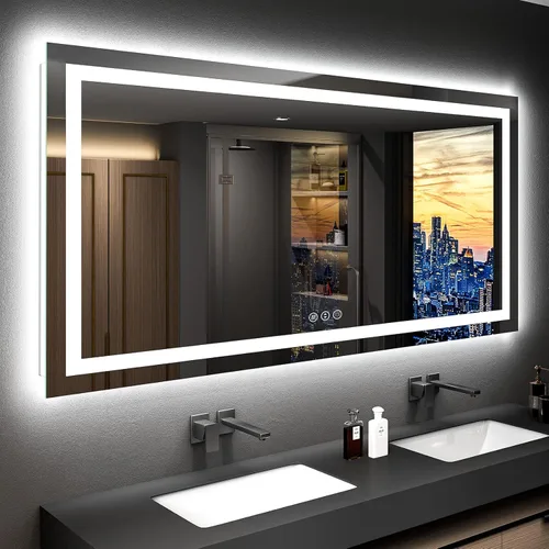 Vista 19 de Espejo de baño LED de 20 x 30 pulgadas con luces delanteras y retroiluminadas, espejo de tocador iluminado para pared de baño con 3