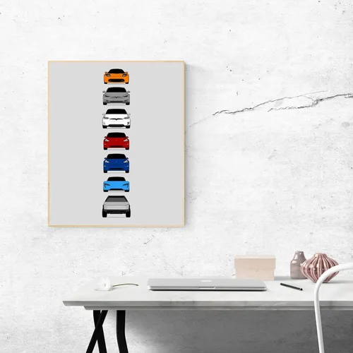 Vista 5 de Custom Car Posters Póster hecho a mano compatible con Tesla Generations e impresión de Roadster, Model S, Model X, Model 3, Model Y, Cyber Truck