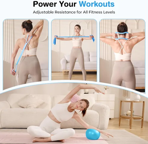 Vista 5 de Pilates Kit 13Pcs Home Pilates Essentials Workout Kit with 13" Ring, 10" Ball and Resistance Bands for Women at Home Pilates Equipment Set for