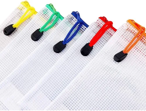 Vista 4 de Carpetas de documentos con cremallera de plástico resistente al desgarro, tamaño A6, tamaño pequeño, bolsas de viaje, 6 unidades, multicolor