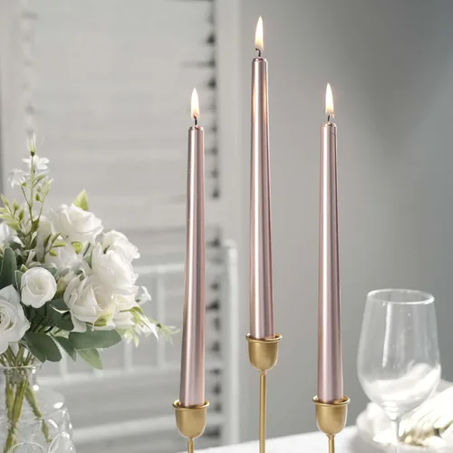 Vista 16 de Efavormart - Paquete de 10 velas cónicas de 12 pulgadas, diseño de cera premium, color blanco, velas sin perfume para entornos elegantes