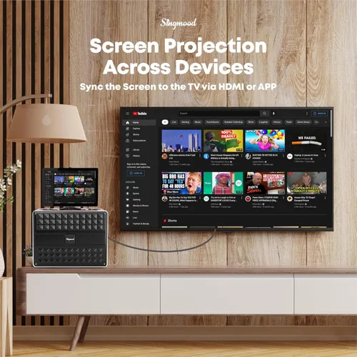 Vista 2 de Máquina de karaoke para adultos, con pantalla de letras, altavoz Bluetooth grande portátil inteligente, 2 micrófonos inalámbricos, sistema