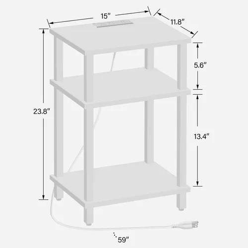 Vista 86 de TUTOTAK Mesa auxiliar, mesa auxiliar, mesita de noche, estante de almacenamiento de 3 niveles, mesa de sofá para espacio pequeño, sala de estar