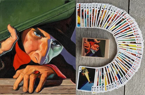 Misterio y Aventura Jugando a las Naipes (Poker Deck 54 Cartas Todas Diferentes) Vintage Hardboiled Detective Crime Action Comic Book Ilustración