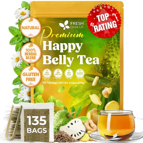 Vista 351 de FreshDrinkUS, 135 bolsas de té de jengibre y cúrcuma premium, ingredientes 100% naturales, mezcla hecha a mano de té de hierbas de cúrcuma