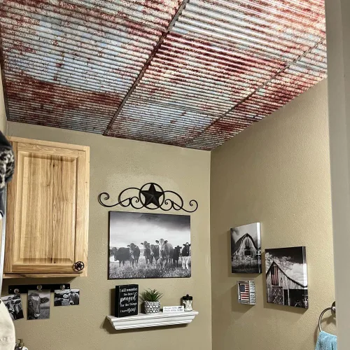 Vista 9 de From Plain To Beautiful In Hours 261 - Azulejo de techo de PVC de metal acanalado de 2' x 2' pies para colocar (cubiertas / 40 pies cuadrados)