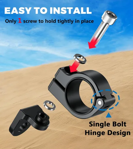 Vista 4 de VAZESWIN Soporte de luz de látigo para ATV, soporte de bandera de látigo de aleación de aluminio macizo, soporte de montaje de barra de luz