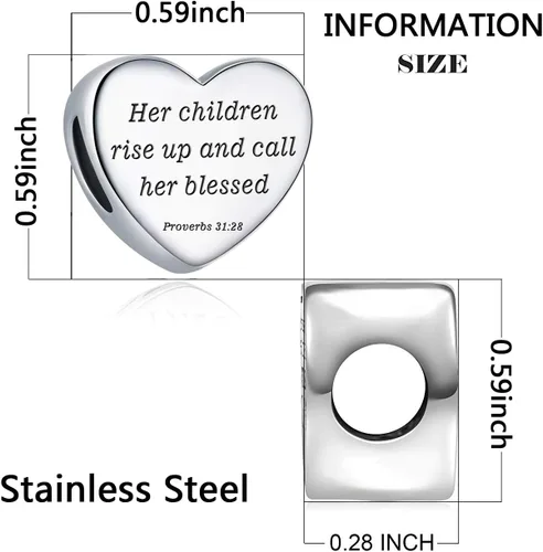 Vista 2 de MUERDOU Dije de corazón, pulsera cristiana con versículo bíblico para oración, fe, religiosa, regalos para mujeres