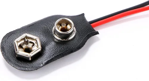 Vista 3 de Conector de clip de batería de 9 V, conexión de cable de 9 voltios de largo, carcasa blanda tipo I, negro, paquete de 5