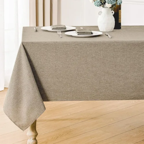 Veblandy Mantel rectangular de lino texturizado, impermeable y resistente a las manchas, sin arrugas, tela decorativa estilo casa de campo para