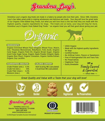 Vista 2 de Grandma Lucy's Golosinas orgánicas al horno para perros - Manzana, 14 onzas