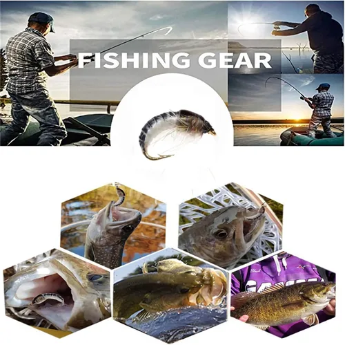 Vista 5 de Señuelos de pesca con mosca hechos a mano, 6 piezas, moscas húmedas, ninfa, scud