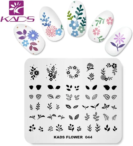 Vista 5 de KADS Nail Art Stamp Plate Flower Series Placa de estampado de uñas Plantilla Placa de imagen Placa de arte de uñas Herramienta de decoración