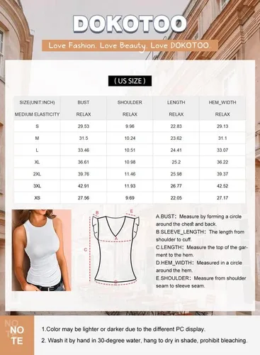 Vista 6 de Dokotoo Womens Ladies Ribbed Thick Strap Low Cut Tight Slim Fitted Sporty Workout Tank Tops