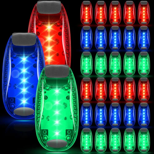Vista 8 de Copkim 30/60/100 piezas de luz LED para correr nocturna de alta visibilidad, accesorios de seguridad con clip en luz estroboscópica intermitente