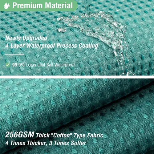 Vista 88 de Cortina de ducha de tela Dynamene verde oscuro - Cortinas de baño de tela de nido de abeja texturizadas resistentes, juego de cortinas de baño