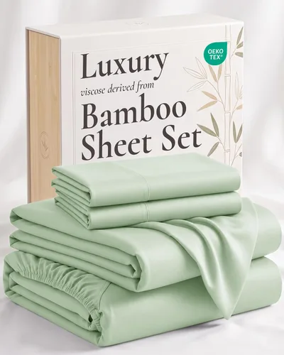 Vista 26 de Hotel Sheets Direct - Juego de sábanas 100% viscosa derivada de bambú tamaño individual - sábanas refrescantes con 1 funda de almohada