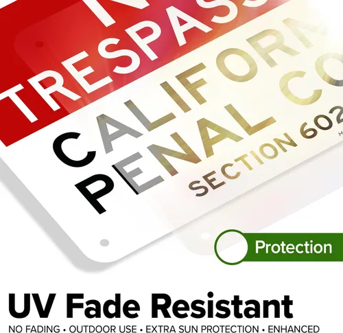 Vista 4 de No Trespassing California Penal Code Section 602 (L), 7 x 10 pulgadas, aluminio 040 libre de óxido, resistente a la decoloración, fabricado