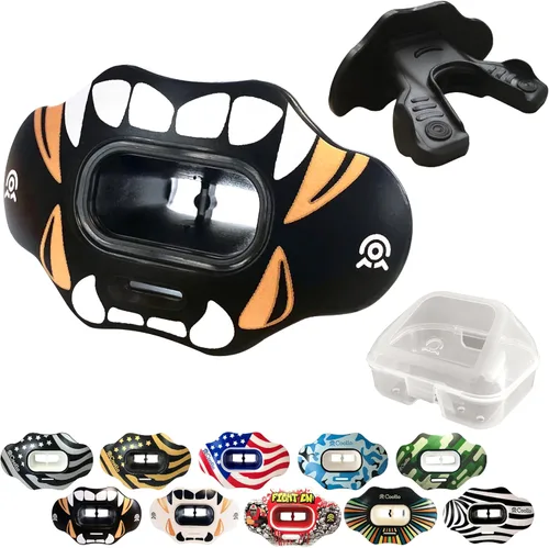 Vista 12 de Protector bucal MAXX/Might Football y deportes de alto impacto para adultos y jóvenes (correa incluida)