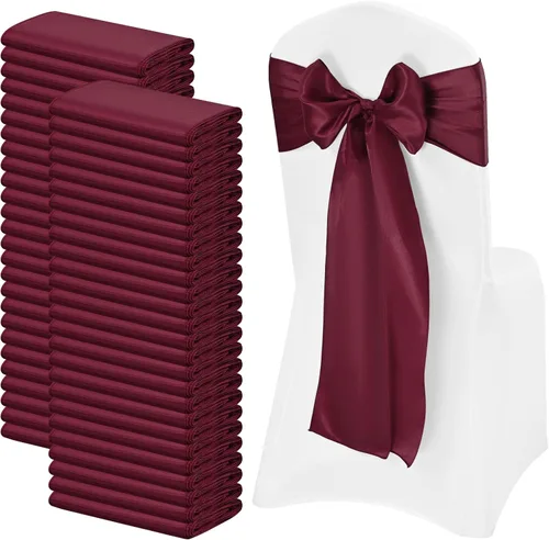 Vista 25 de 72 bandas de satén para silla, color azul bebé, lavables y reutilizables, fundas universales para silla, suministros para atar en la espalda