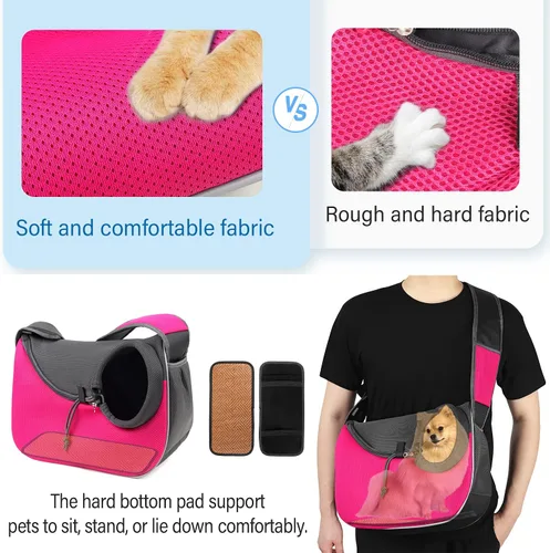 Vista 6 de WOYYHO Transportador grande para perros con almohadilla inferior, transpirable, para manos libres, seguro, para perros medianos y pequeños, gatos
