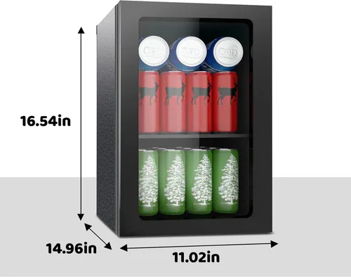 Vista 3 de Mini Refrigerador de 24 Latas - Refrigerador de Bebidas de 0.9 Pies Cúbicos con Puerta Reversible para Refrescos, Vino, Cerveza, Control
