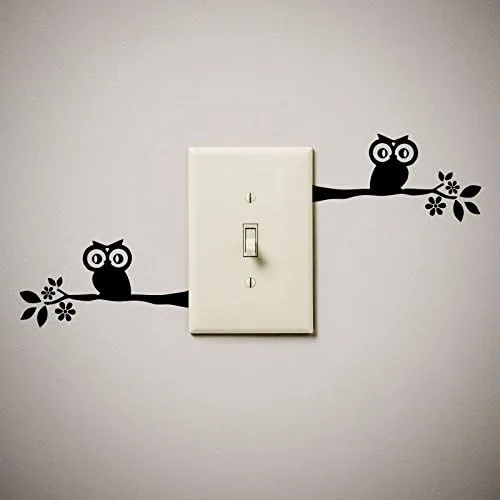 JS Artworks Calcomanía de vinilo con diseño de rama de árbol de búho para interruptor de luz, nuestras salidas de pared