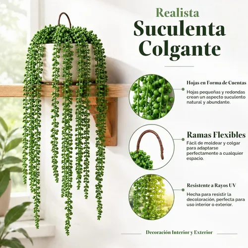 Vista 4 de Janinka - 8 suculentas artificiales a granel, plantas colgantes de 24 pulgadas