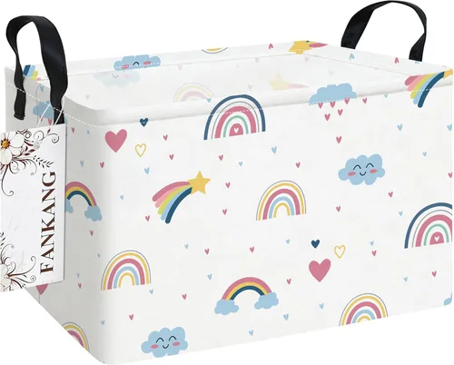 Vista 32 de FANKANG - Cestos de almacenamiento, cesta de lavandería plegable de lona para cuarto infantil con revestimiento impermeable de PE, grandes cestas
