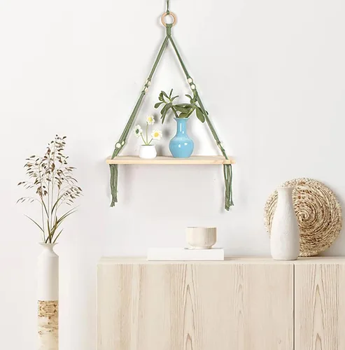 Vista 12 de LB Colgante de pared de macramé rosa, decoración de pared de macramé bohemio, borla rosa y beige, bohemio, tejido a mano, macramé, decoración