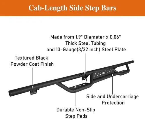 Vista 6 de u-Box Gladiator JT - Estribos laterales Rocker Guard Wide Drop Nerf Bar compatible con Jeep Gladiator JT Pickup Trucks 2020-2025 Sport Willys